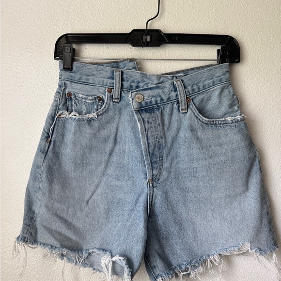 Agolde Denim - Agolde Distressed crisscross Light Blue Boyfriend Jeans